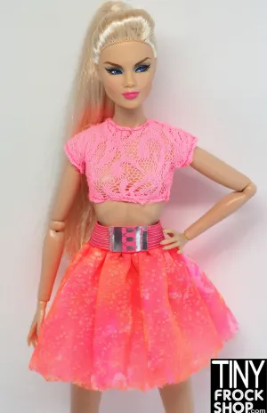 12" Fashion Doll Neon Layered Skirt and Lace Top Set