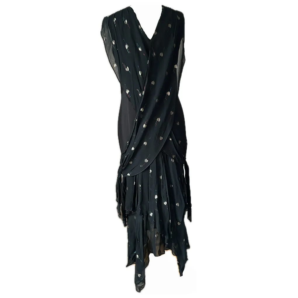 1980s-does-1920s vintage dropwaist bias cut flapper style dress