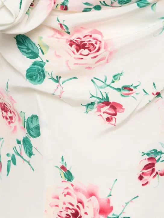 Alessandra Rich   Rose printed silk maxi dress w/ appliqué 