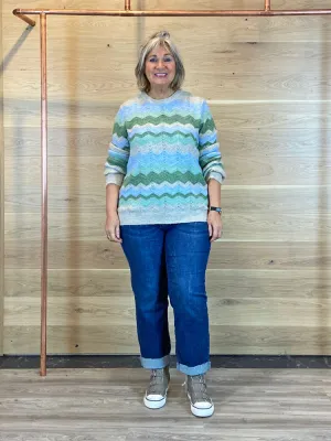 B Young ByMartine Zig Zag Jumper Green Mix