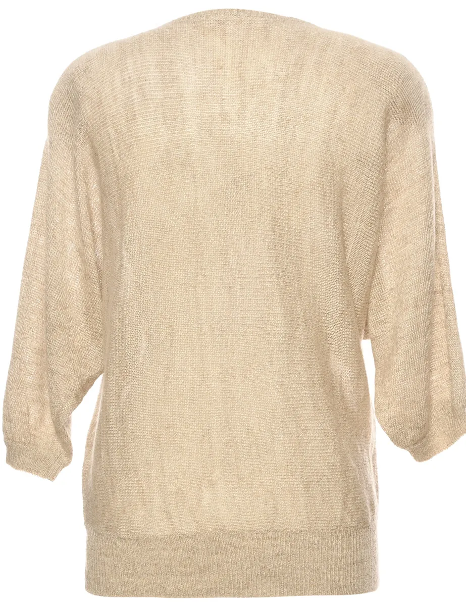 Beaded Cream Jumper - L