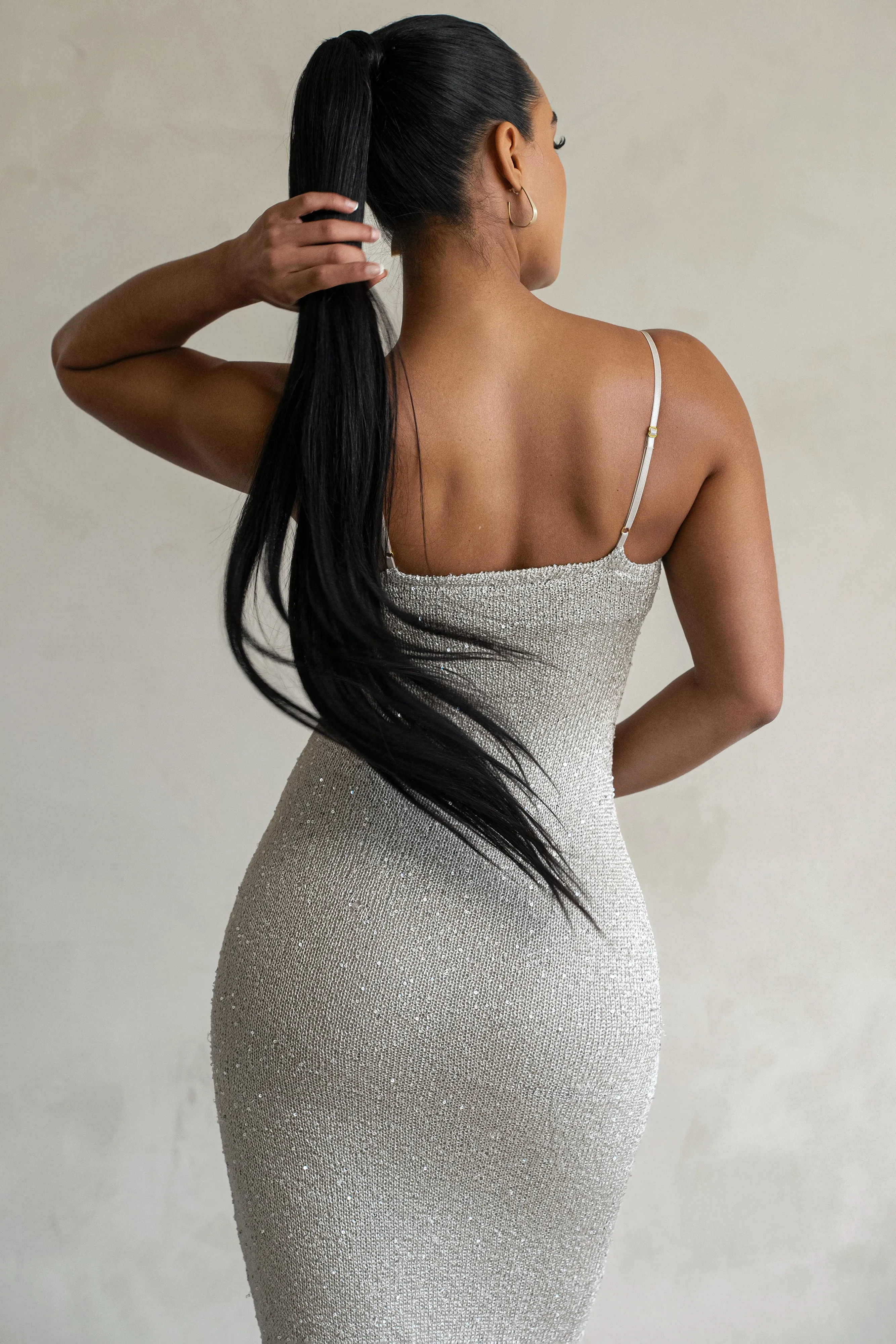 Beige Noemie Sequin Maxi Dress