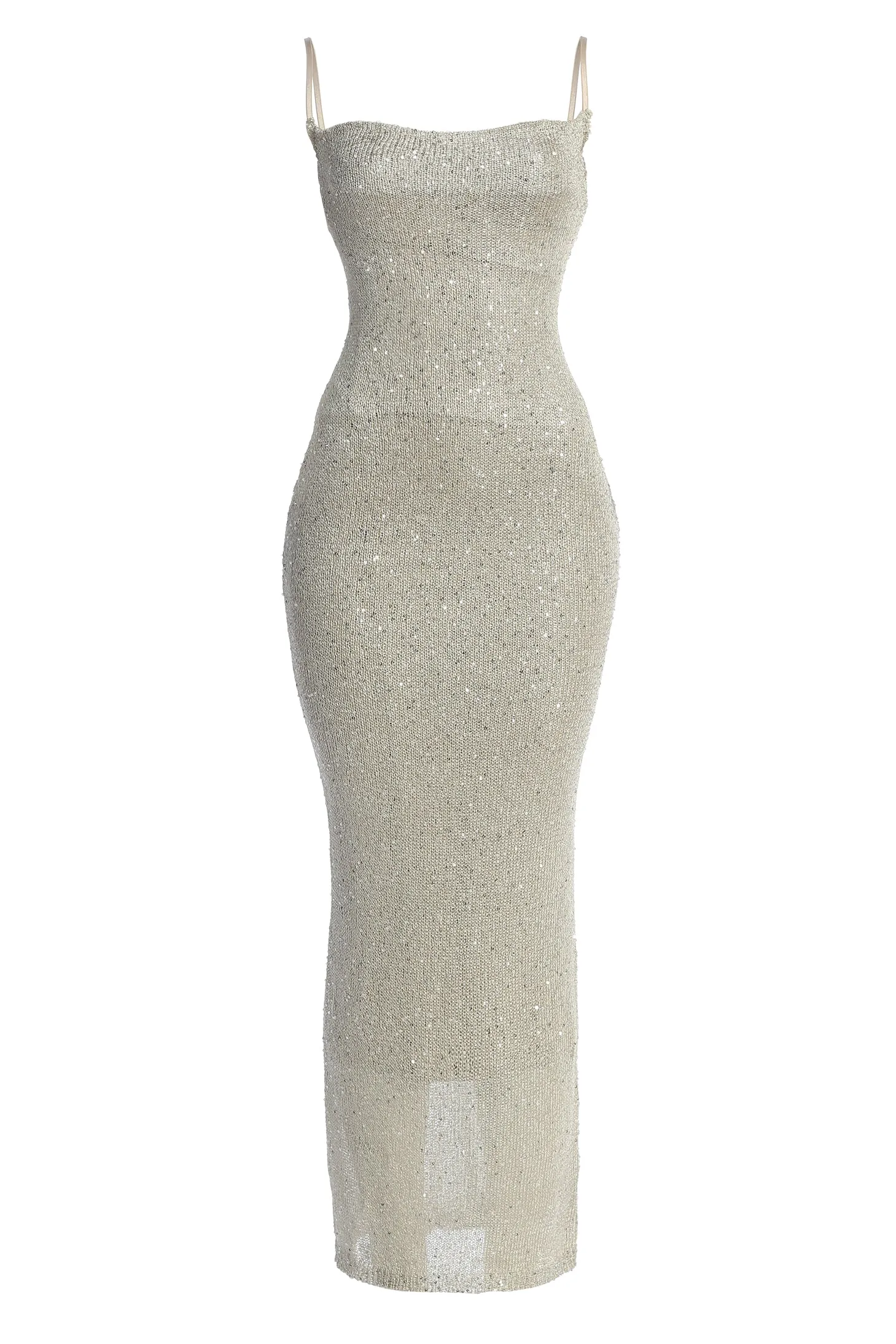 Beige Noemie Sequin Maxi Dress
