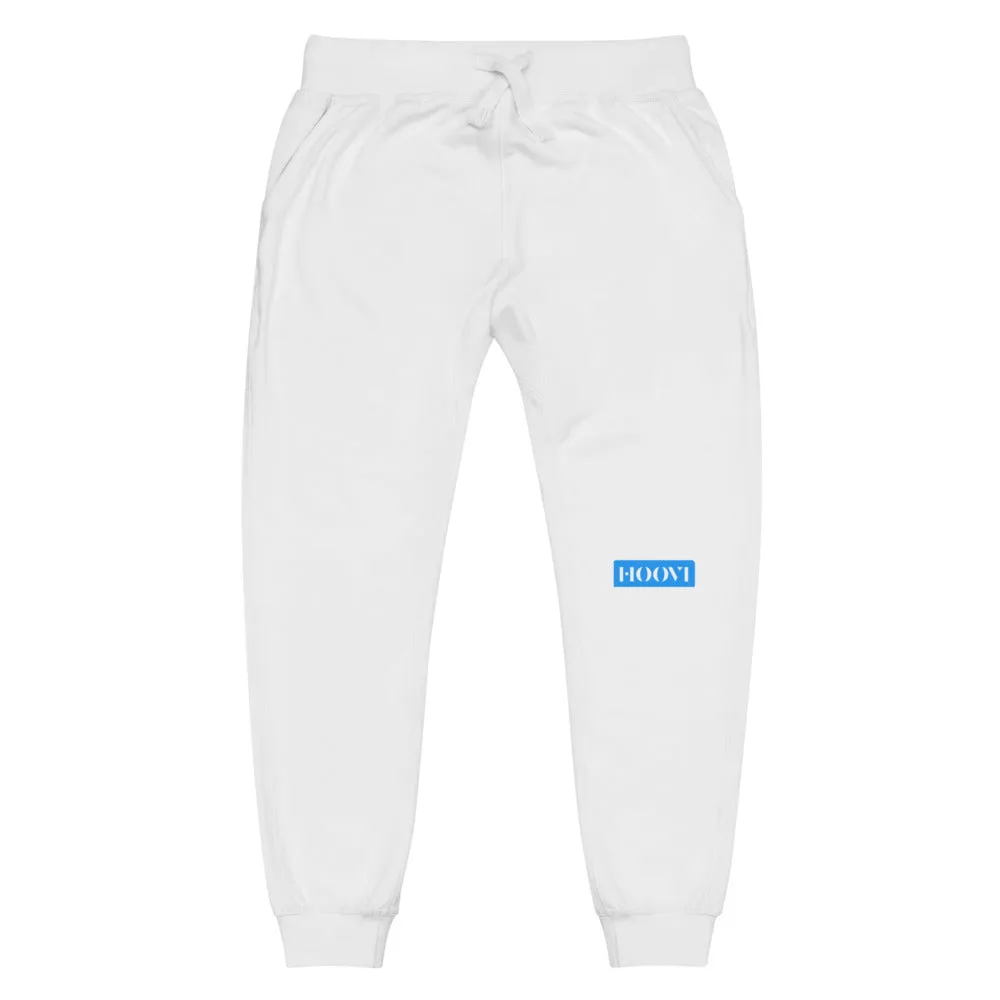 Capital H's Unisex Fleece Sweatpants (White Hoovi Print) Light Blue & Grey Logo
