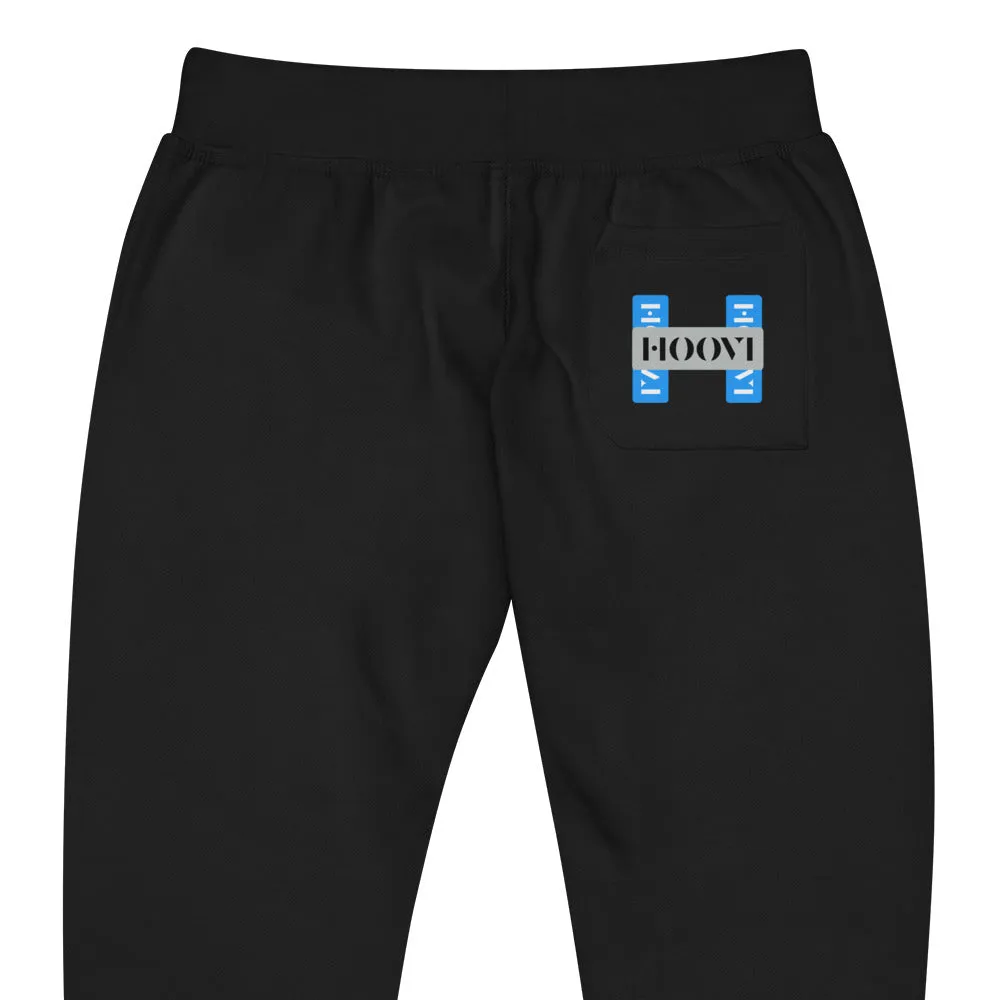 Capital H's Unisex Fleece Sweatpants (White Hoovi Print) Light Blue & Grey Logo
