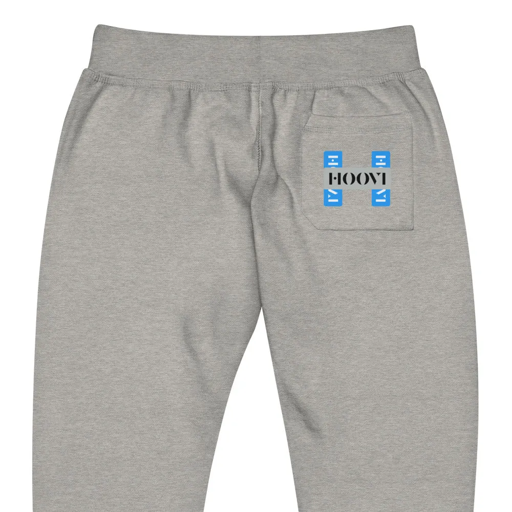 Capital H's Unisex Fleece Sweatpants (White Hoovi Print) Light Blue & Grey Logo