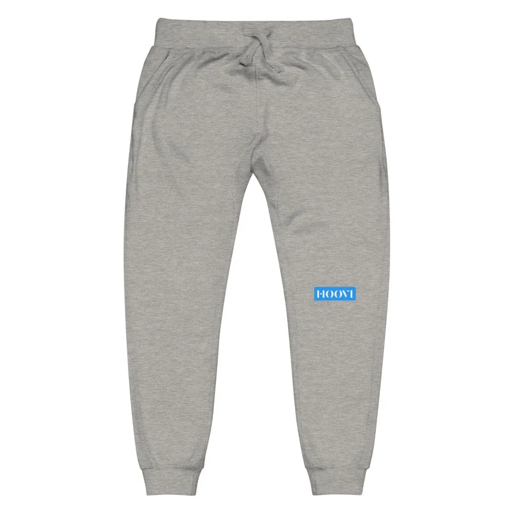 Capital H's Unisex Fleece Sweatpants (White Hoovi Print) Light Blue & Grey Logo