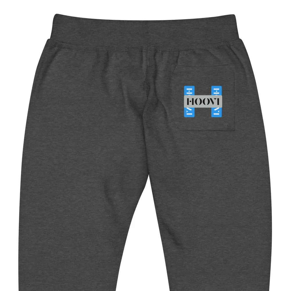 Capital H's Unisex Fleece Sweatpants (White Hoovi Print) Light Blue & Grey Logo