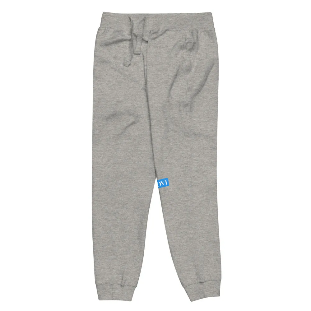 Capital H's Unisex Fleece Sweatpants (White Hoovi Print) Light Blue & Grey Logo