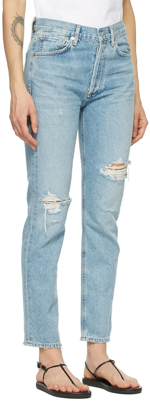Citizens of Humanity Blue Charlotte High-Rise Straight Jeans