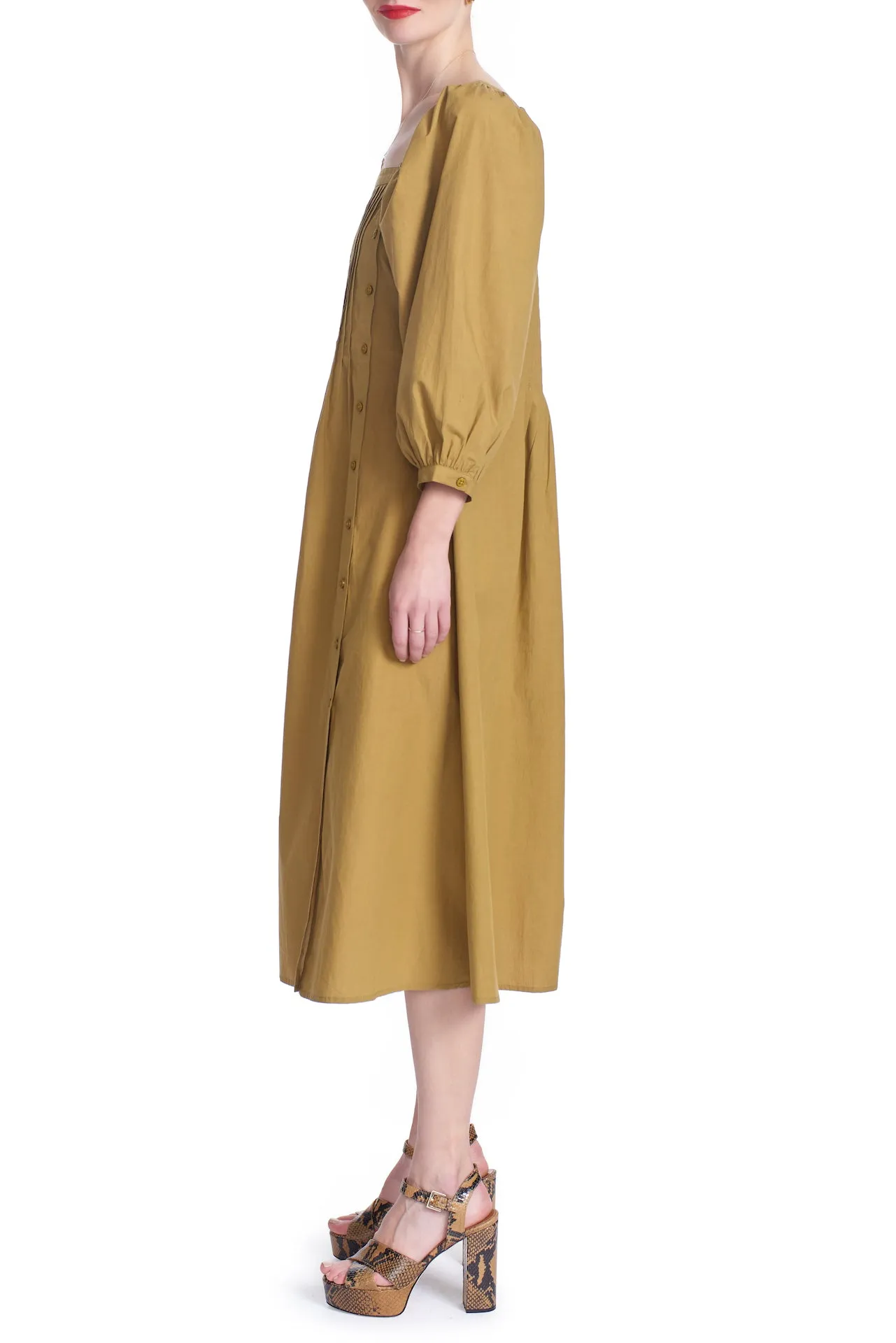 CLAUDIA PLEAT NECK DRESS- SUSTAINABLE