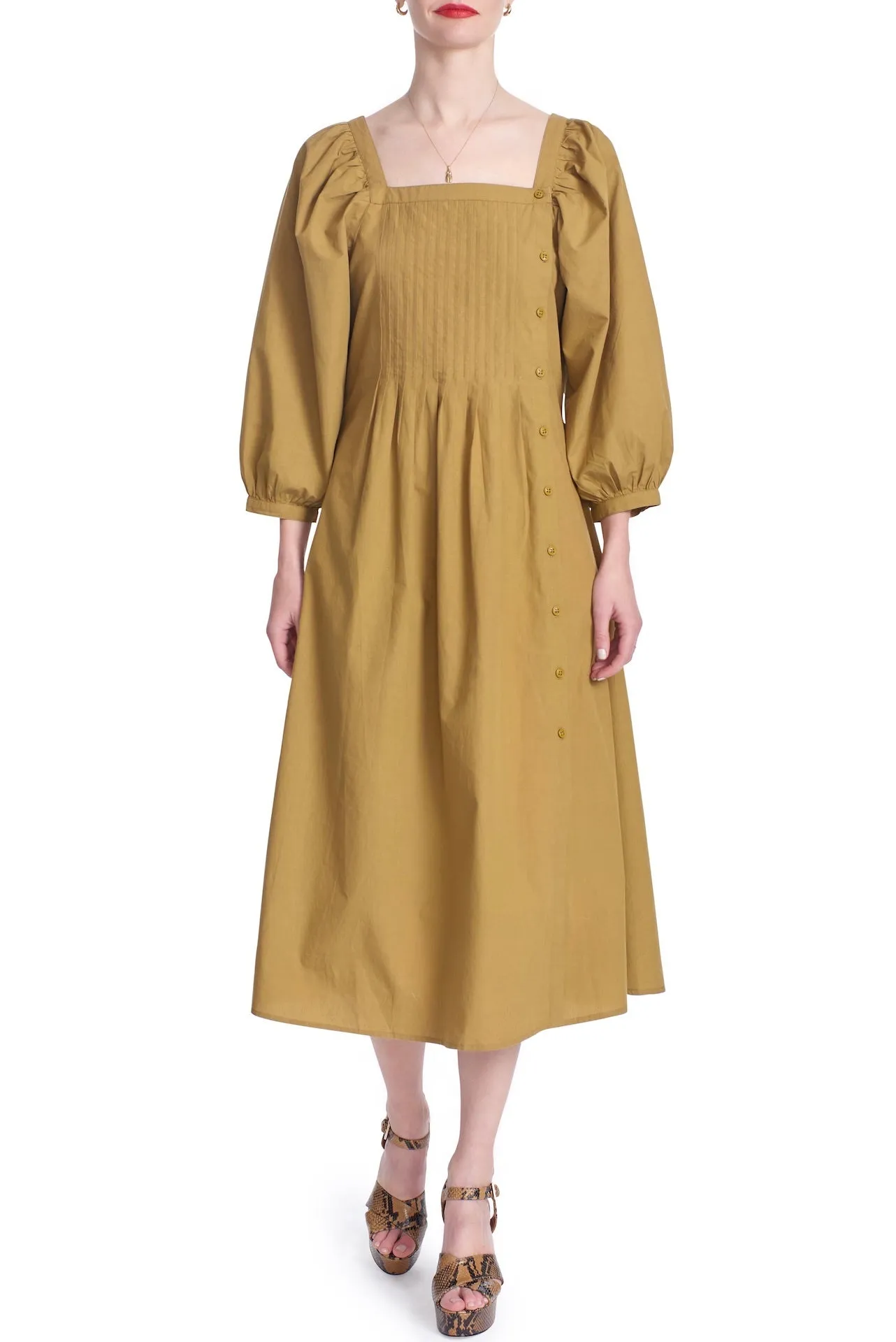 CLAUDIA PLEAT NECK DRESS- SUSTAINABLE