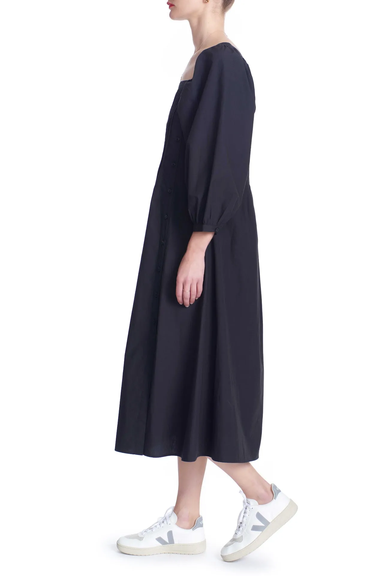 CLAUDIA PLEAT NECK DRESS- SUSTAINABLE