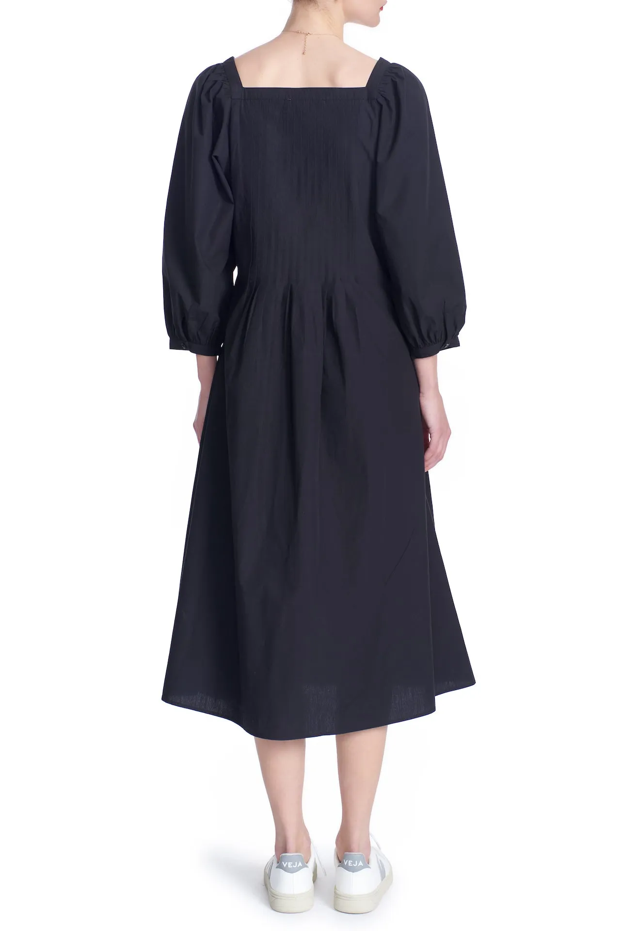 CLAUDIA PLEAT NECK DRESS- SUSTAINABLE