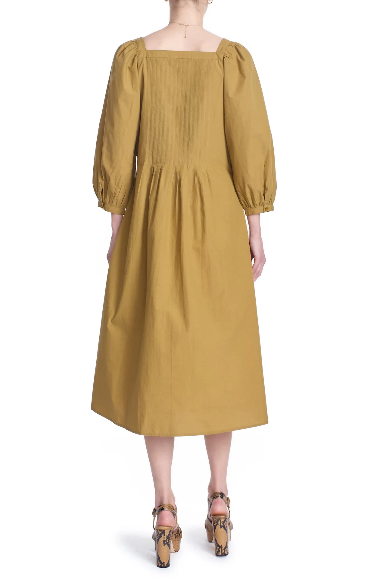 CLAUDIA PLEAT NECK DRESS- SUSTAINABLE