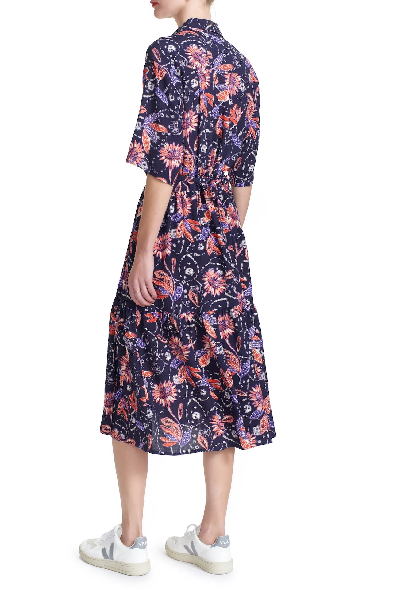 COLLEEN MIDI DRESS - Chalk Flower - SUSTAINABLE
