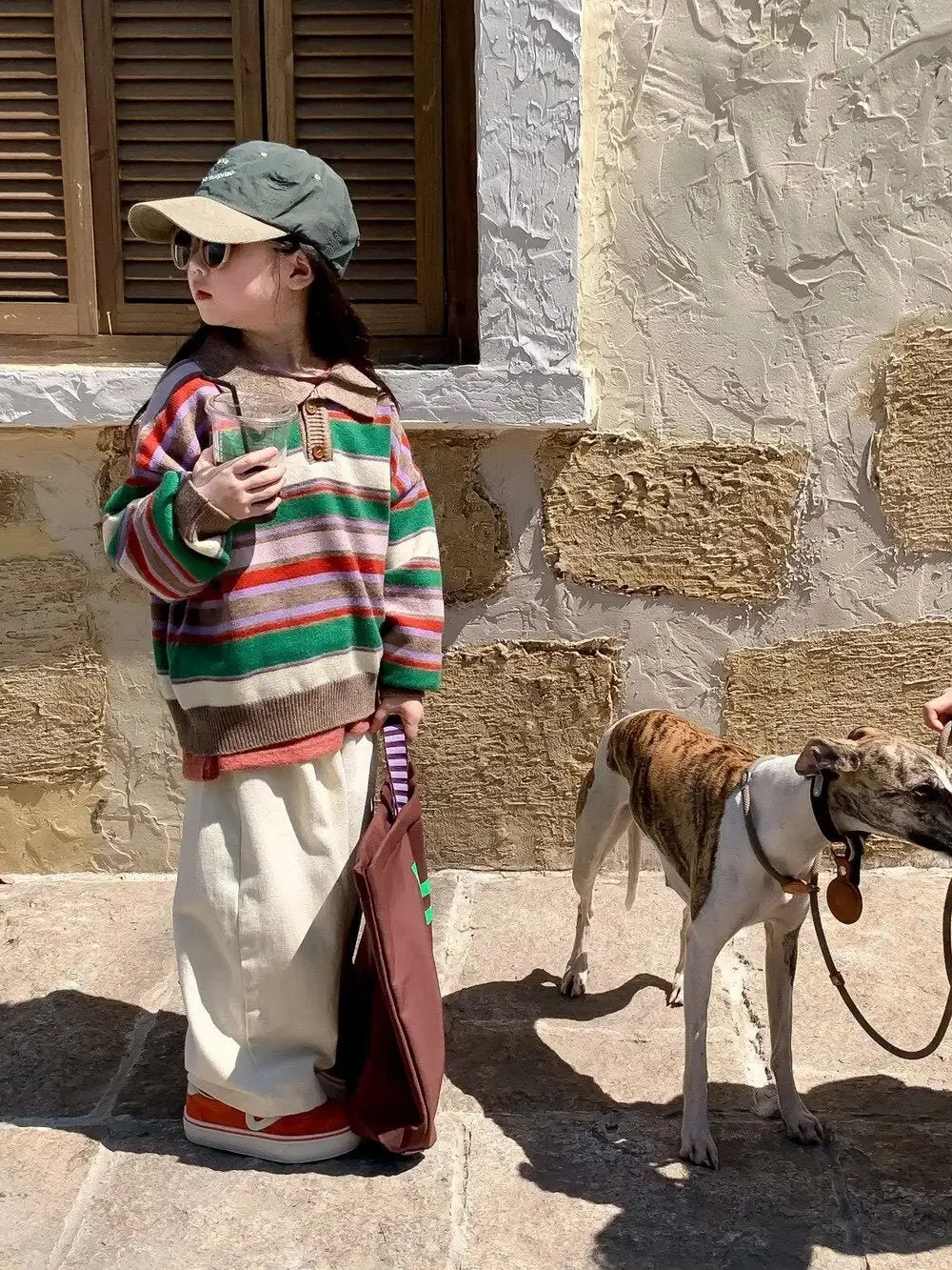 Colorful Retro Kid's Button-Up Sweater