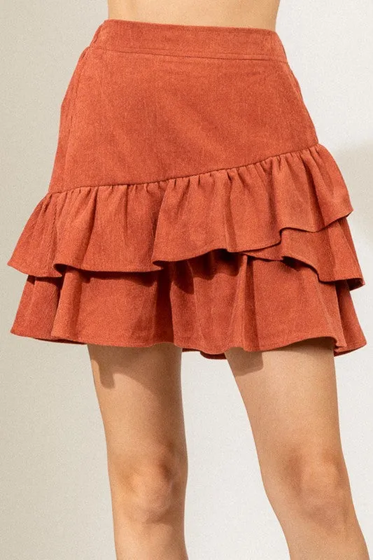 Corduroy Ruffle Skirt