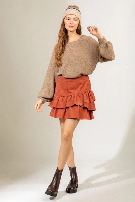 Corduroy Ruffle Skirt