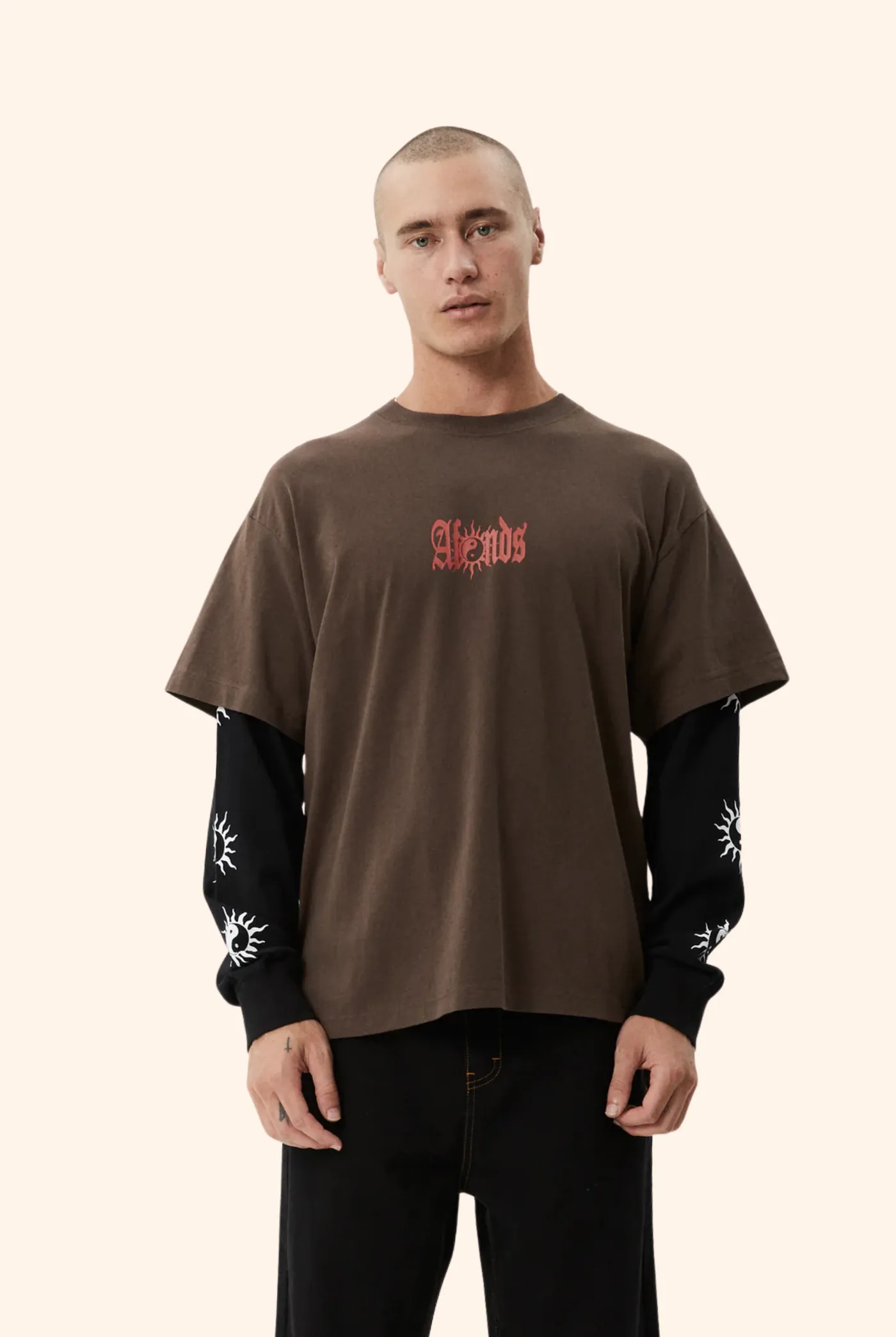 Double Trouble Layered Boxy Tee Coffee