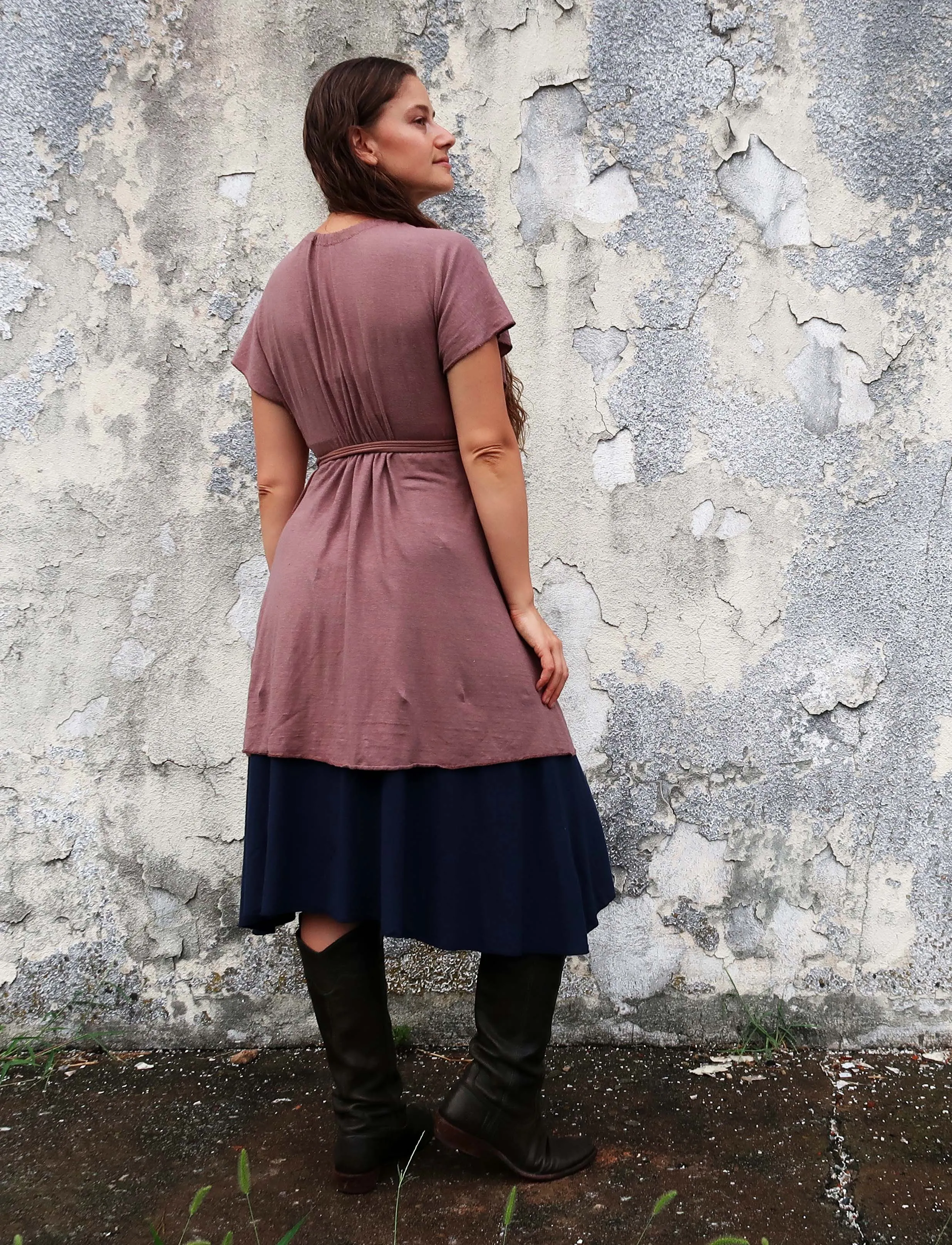 Drawstring Wrap Kimono Simplicity Short Dress