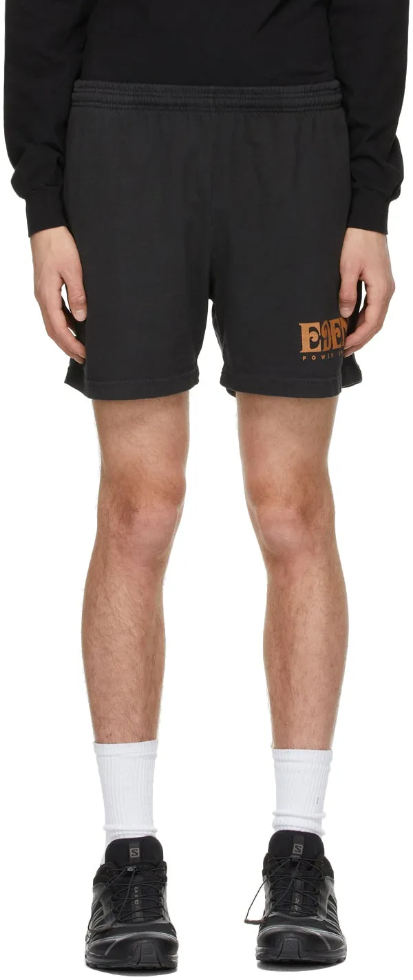 EDEN power corp Black Recycled Cotton Logo Lounge Shorts