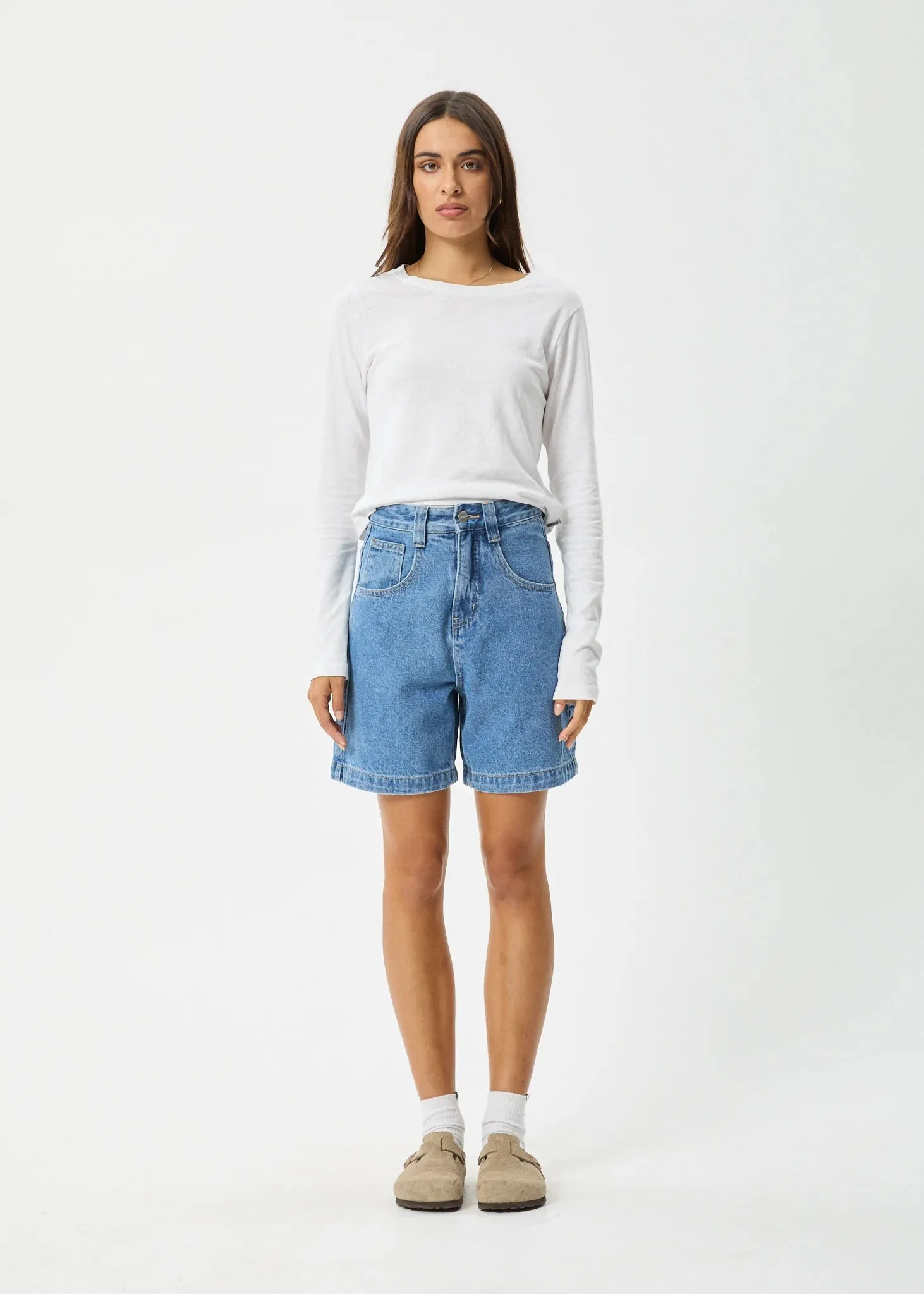 EMILIE HEMP DENIM CARPENTER SHORT | WORN BLUE