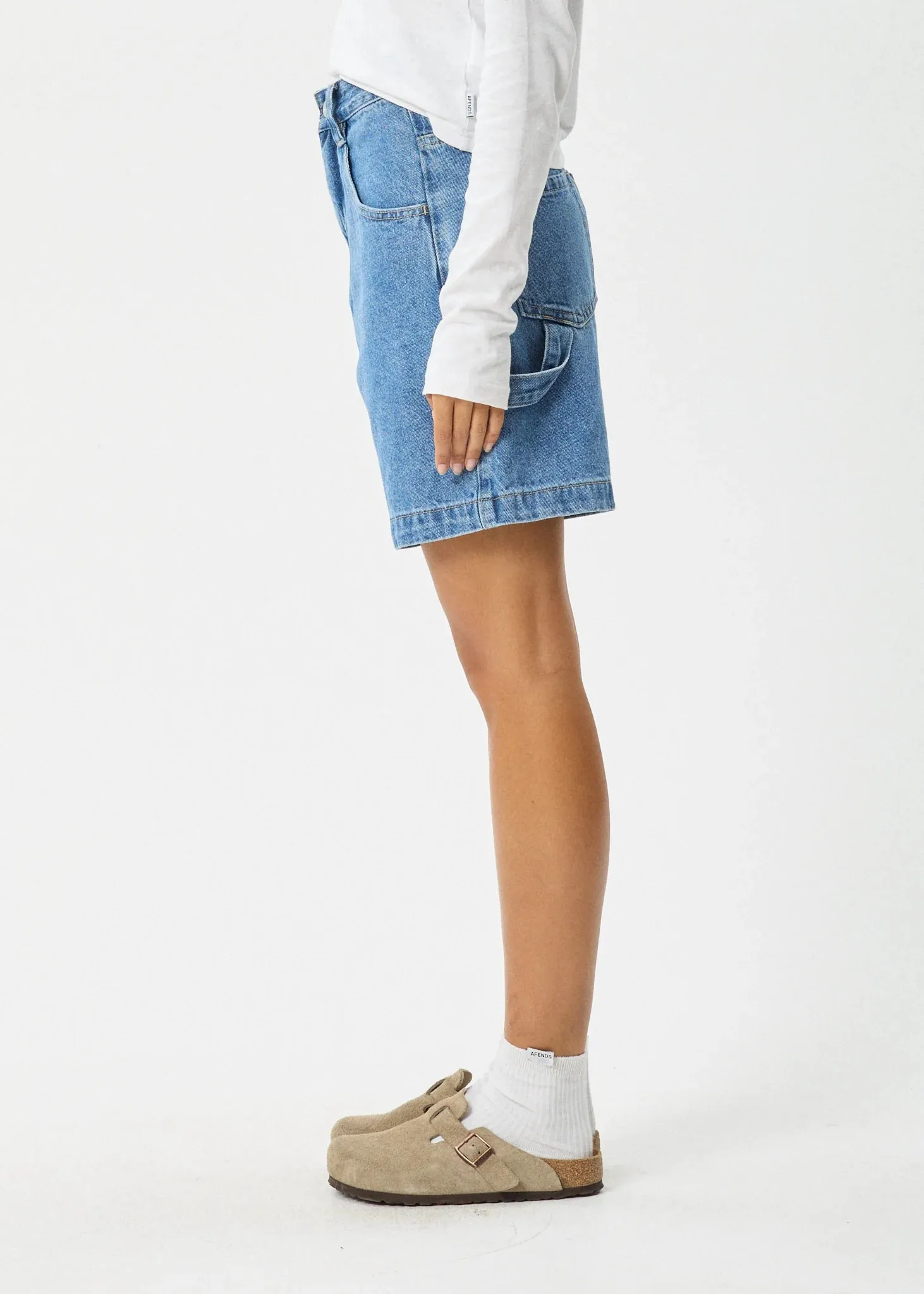 EMILIE HEMP DENIM CARPENTER SHORT | WORN BLUE