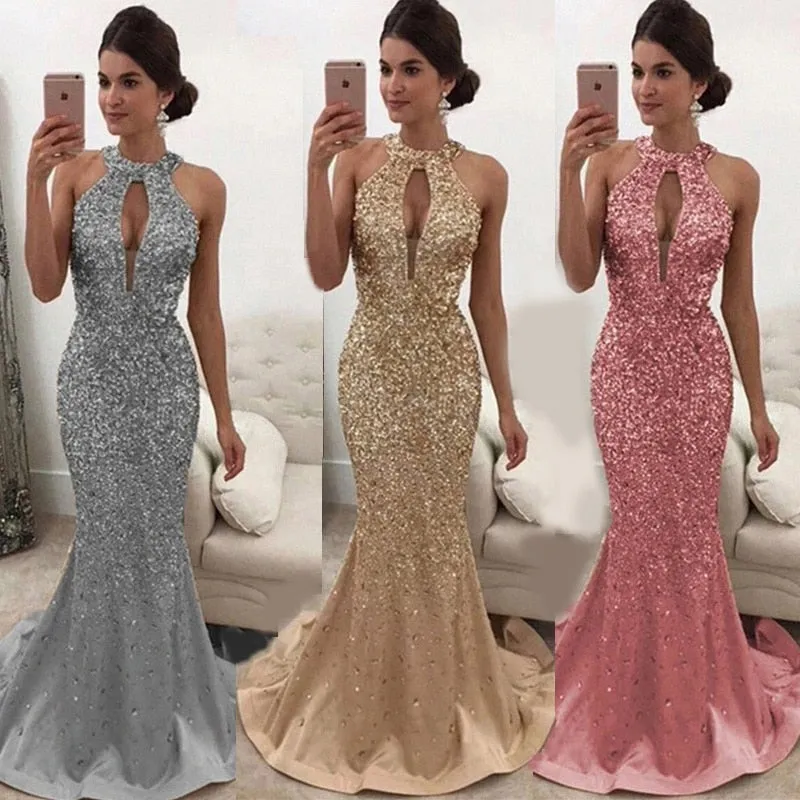 Funki Buys | Dresses | Women's Sequin Mermaid Evening Gown