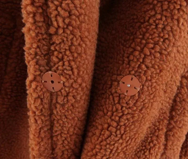 Fuzzy Loose Solid Color Long Coat