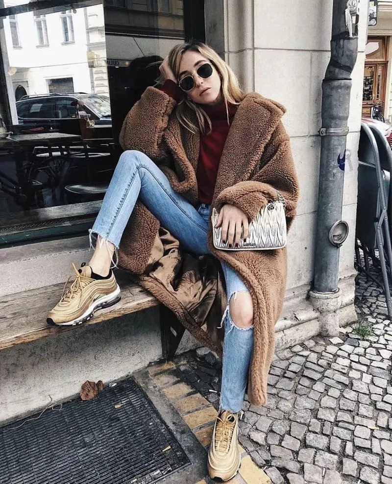 Fuzzy Loose Solid Color Long Coat