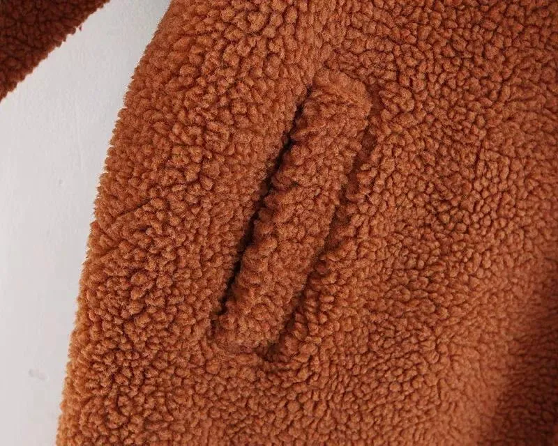Fuzzy Loose Solid Color Long Coat
