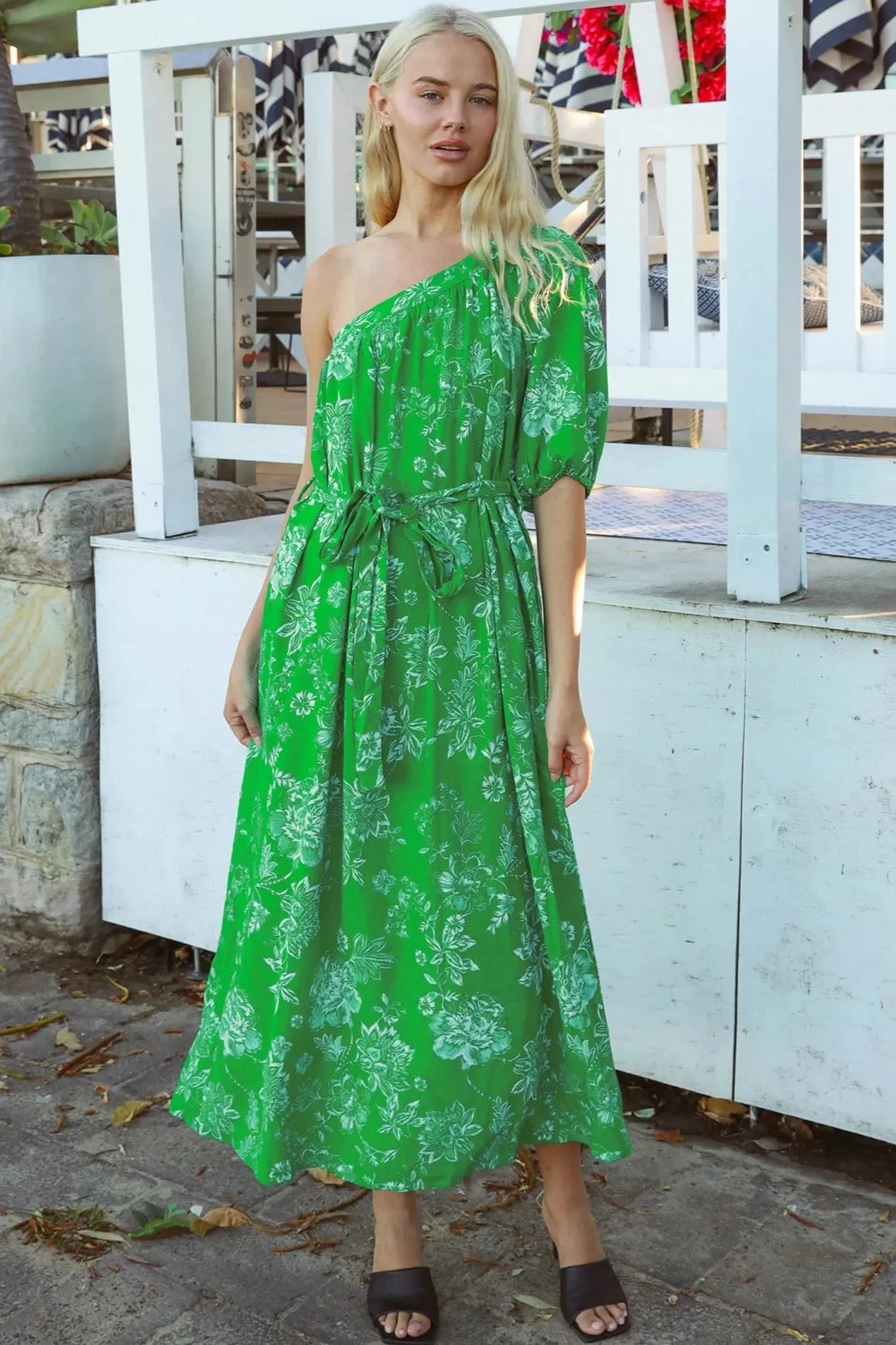 GRETA ASYMMETRICAL MAXI DRESS LINEN/RAYON
