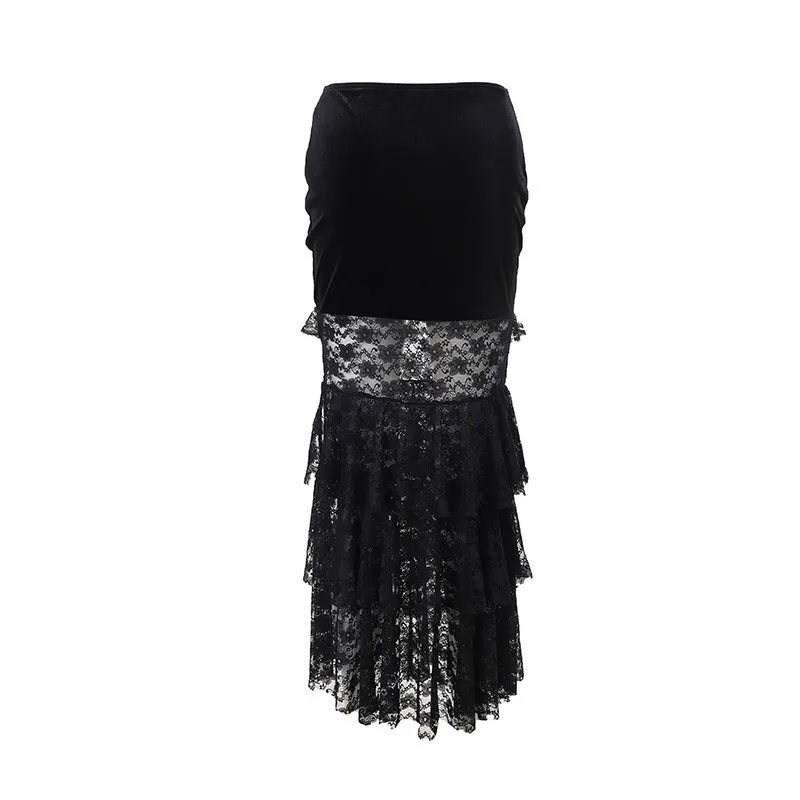 HQO3073 Lace Fishtail Skirt