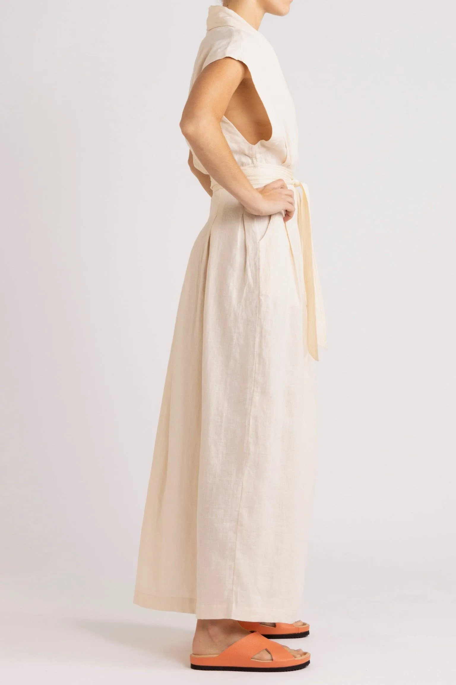 Isadora Embroidered Linen & Silk Wrap Dress