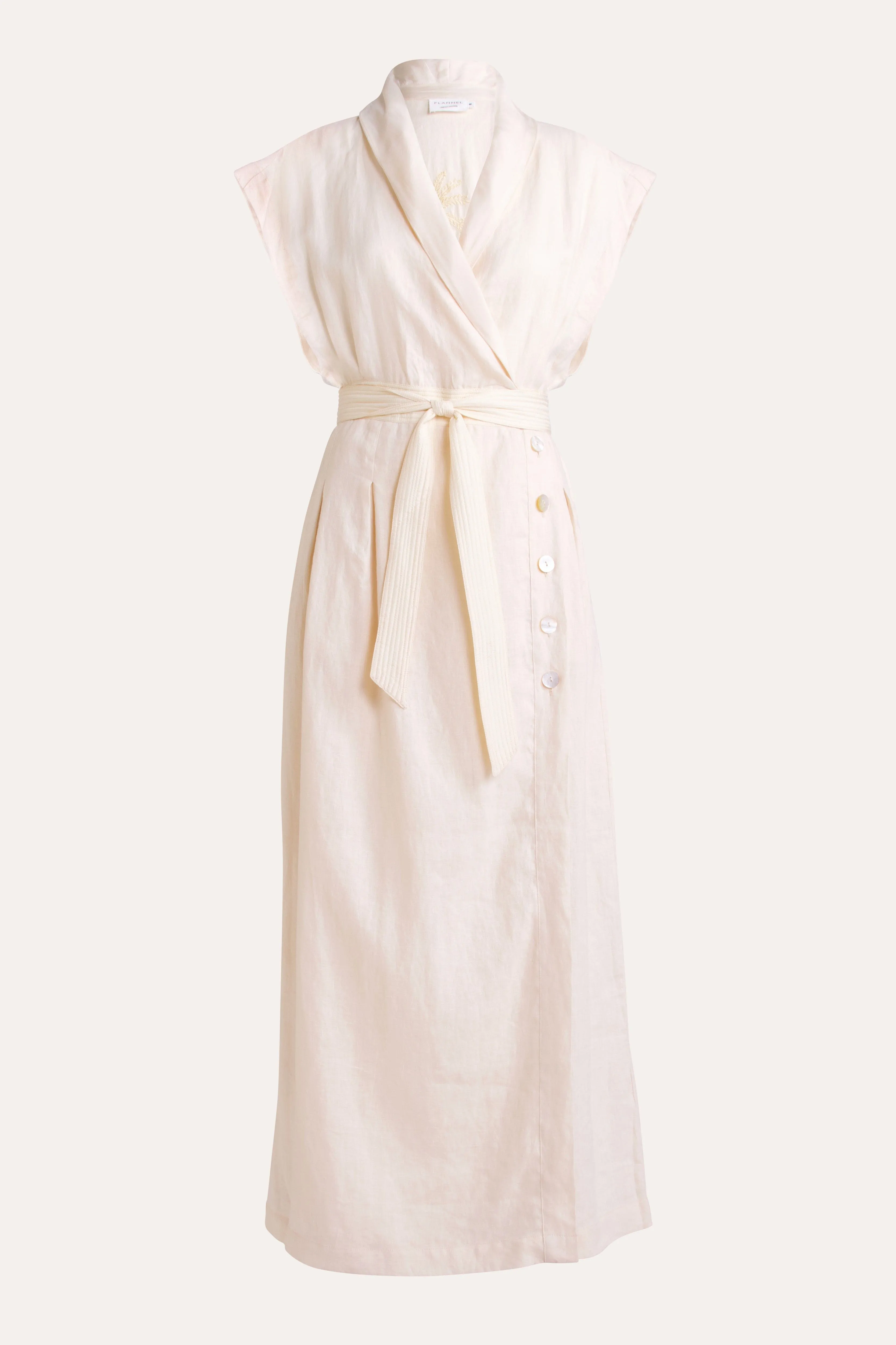 Isadora Embroidered Linen & Silk Wrap Dress