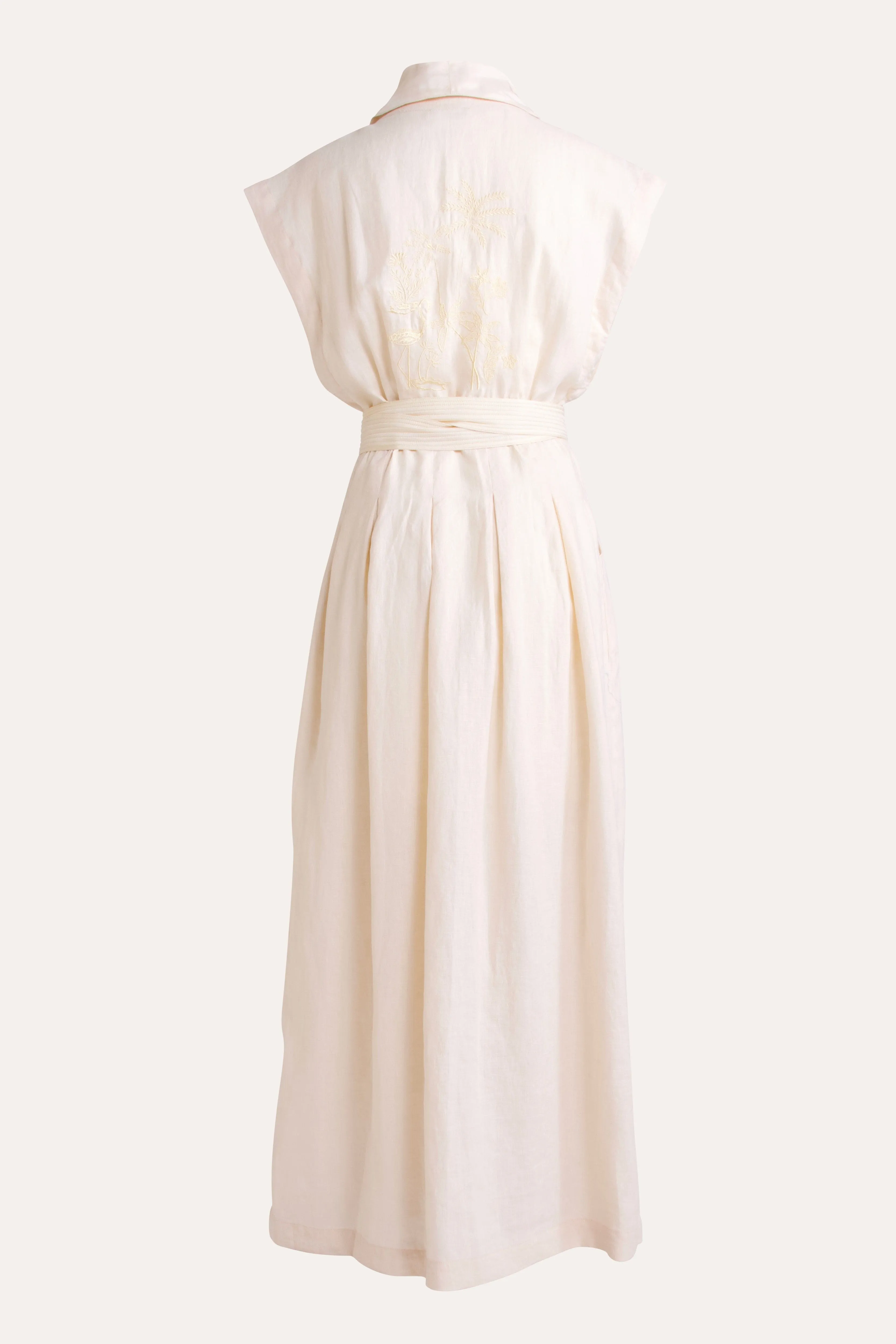 Isadora Embroidered Linen & Silk Wrap Dress
