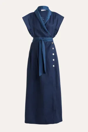 Isadora Embroidered Linen & Silk Wrap Dress