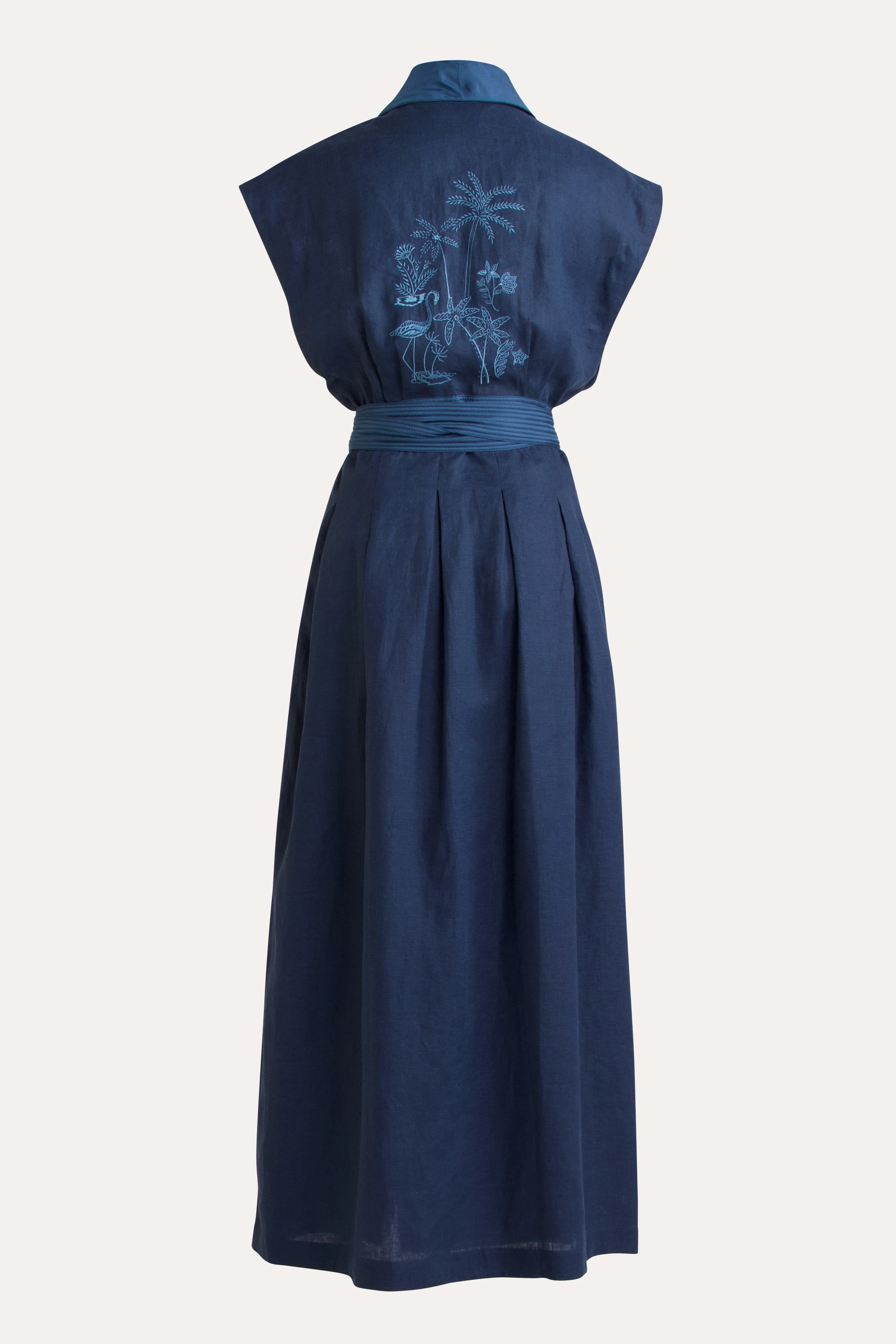 Isadora Embroidered Linen & Silk Wrap Dress