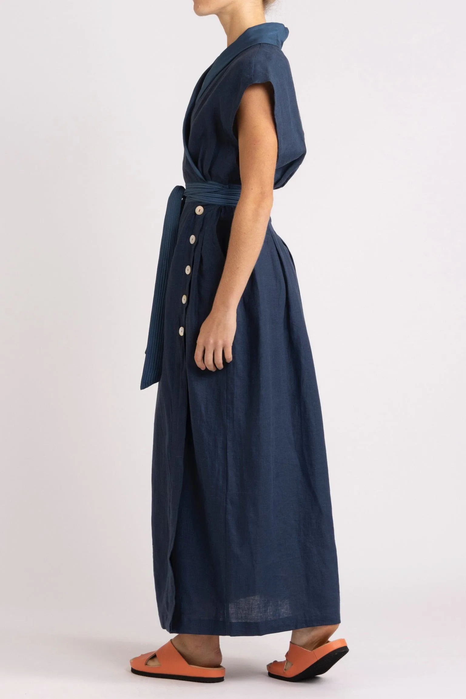 Isadora Embroidered Linen & Silk Wrap Dress