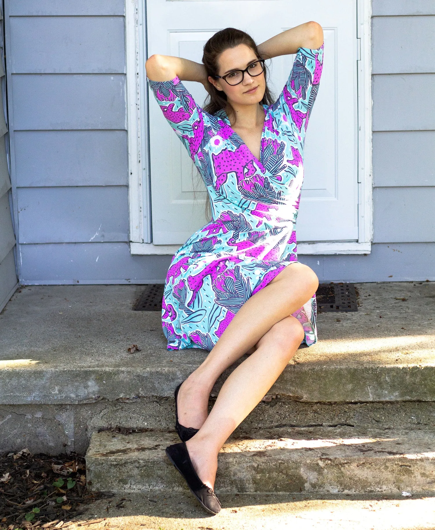 Jaguar & Protea Sweetheart Dress in Mint & Orchid