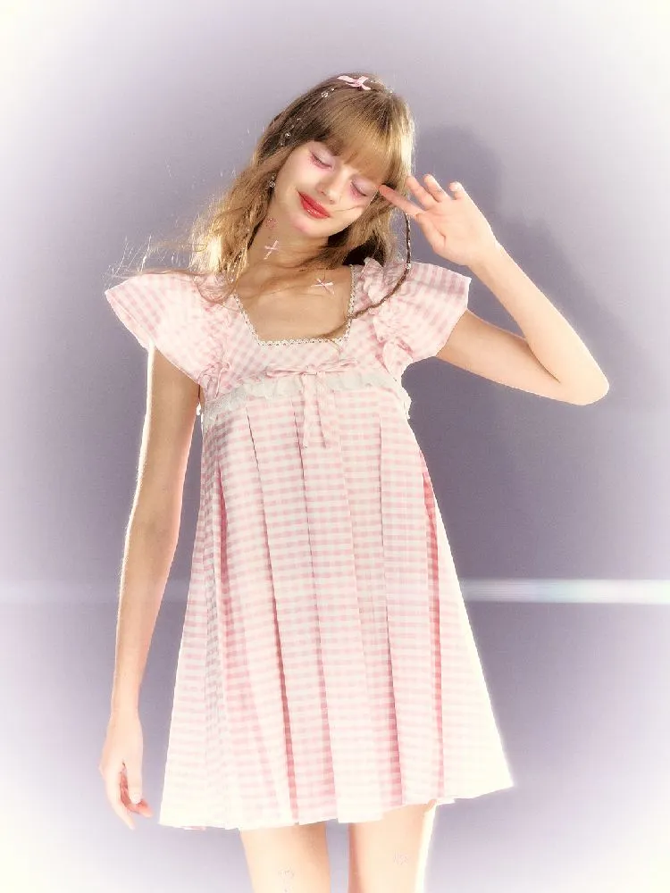 Lace square neck babydoll dress【s0000009317】