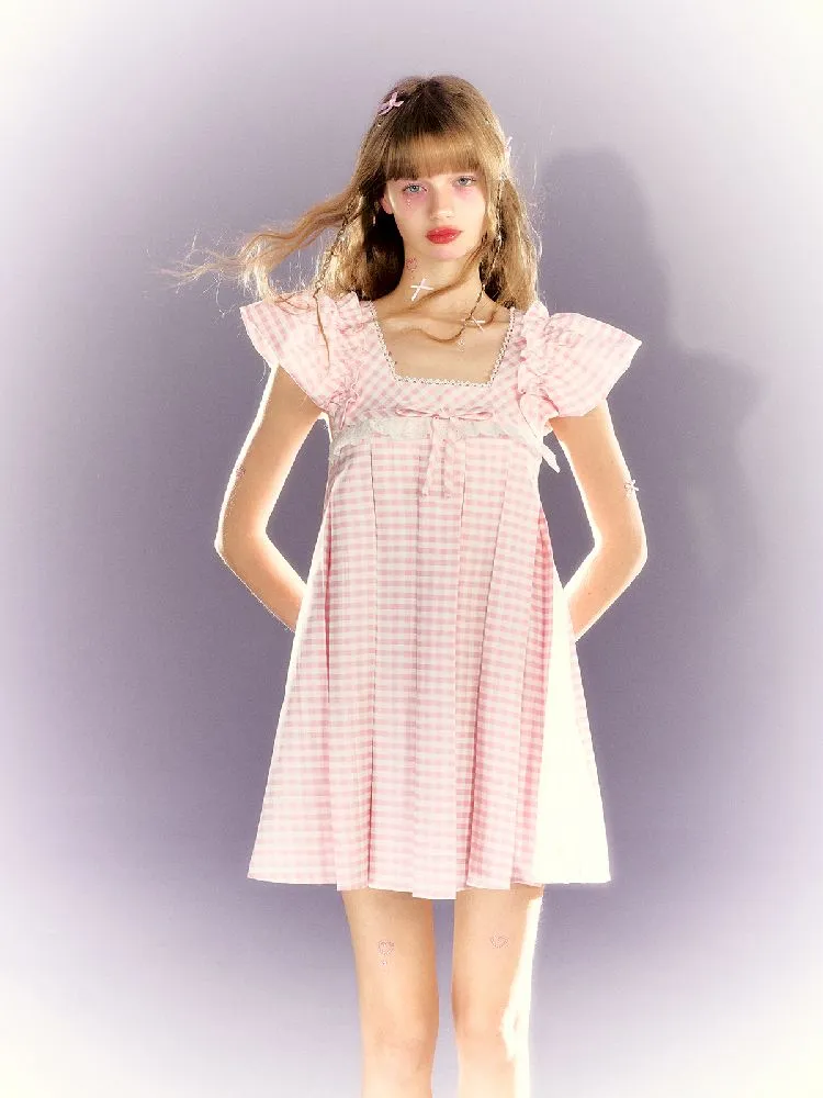 Lace square neck babydoll dress【s0000009317】