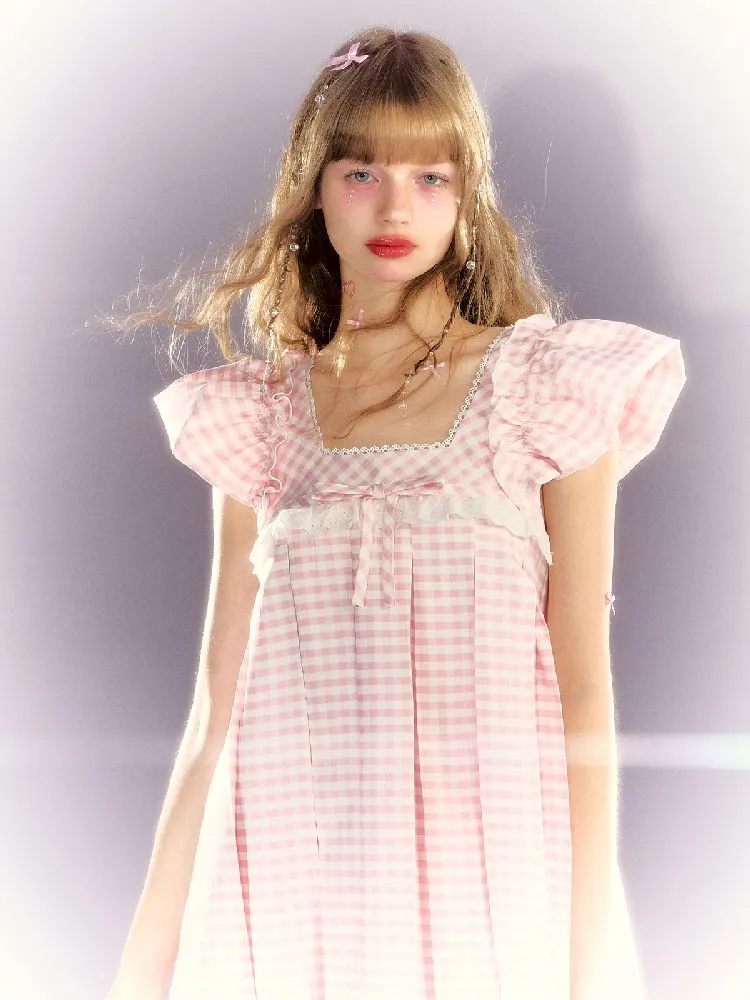 Lace square neck babydoll dress【s0000009317】