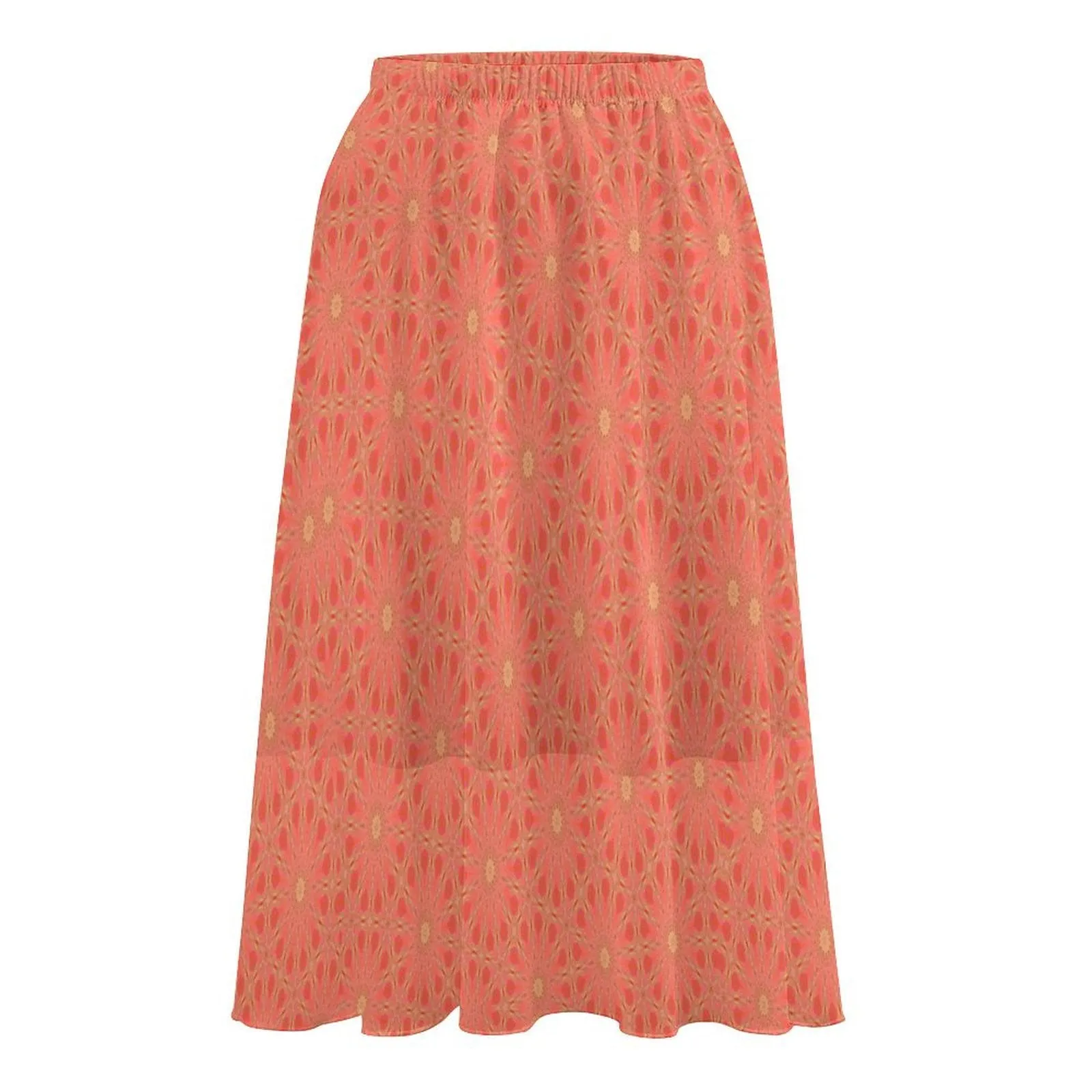 Layered Chiffon Skirt Tangerine and Yellow Flower