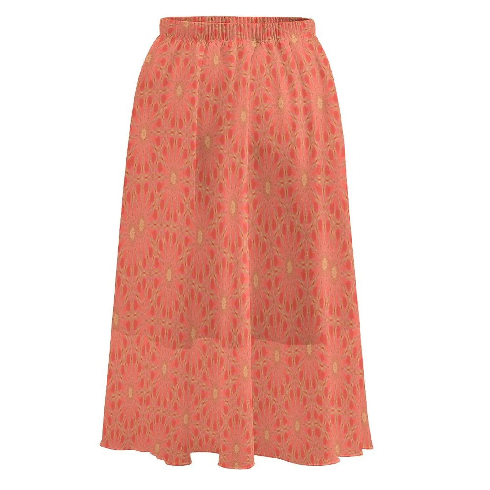 Layered Chiffon Skirt Tangerine and Yellow Flower