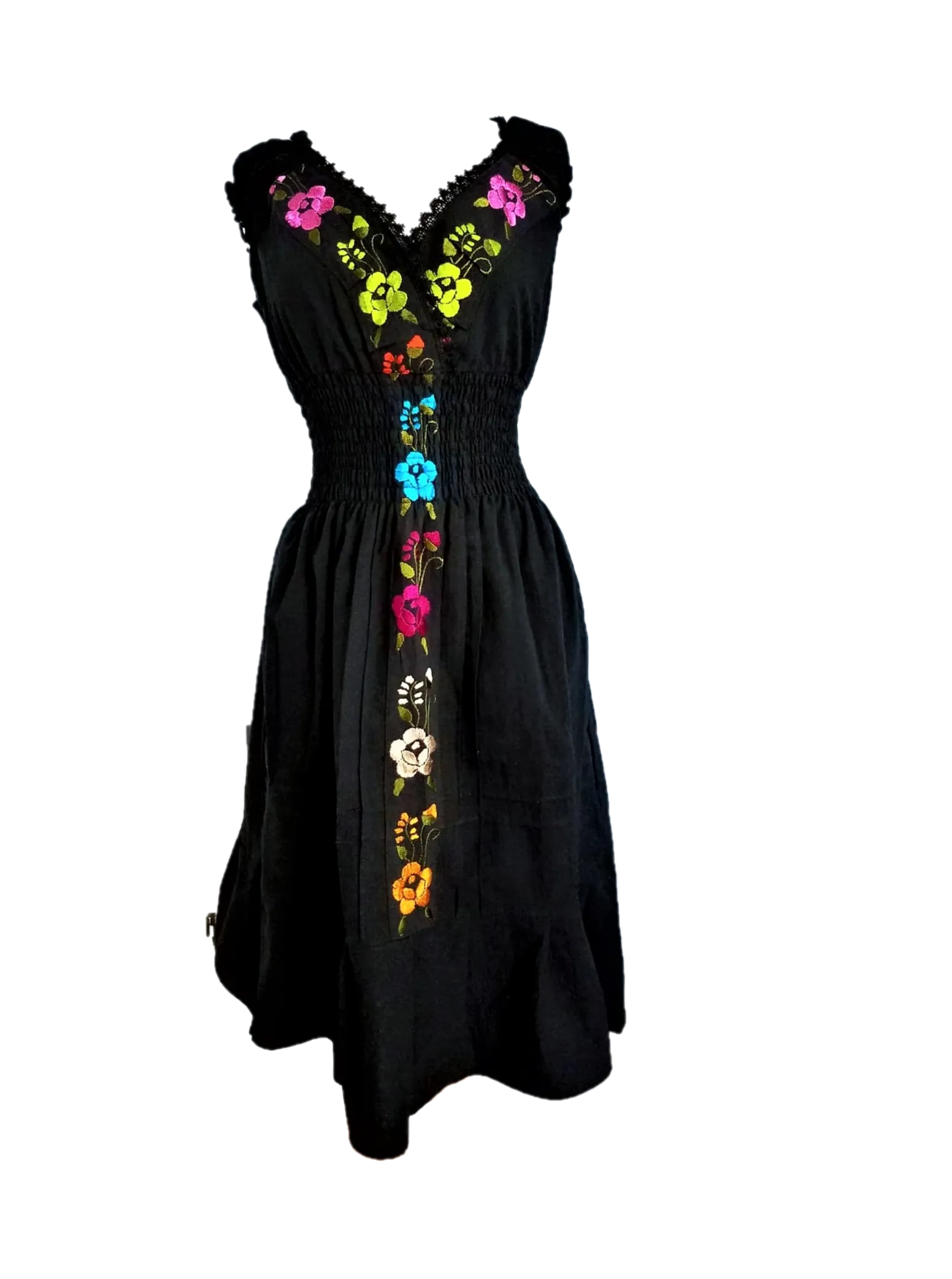 Mexican Embroidered Dress 100% Cotton