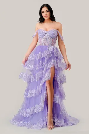 OFF THE SHOULDER LAYERED SEQUIN DRESS CDKV1110