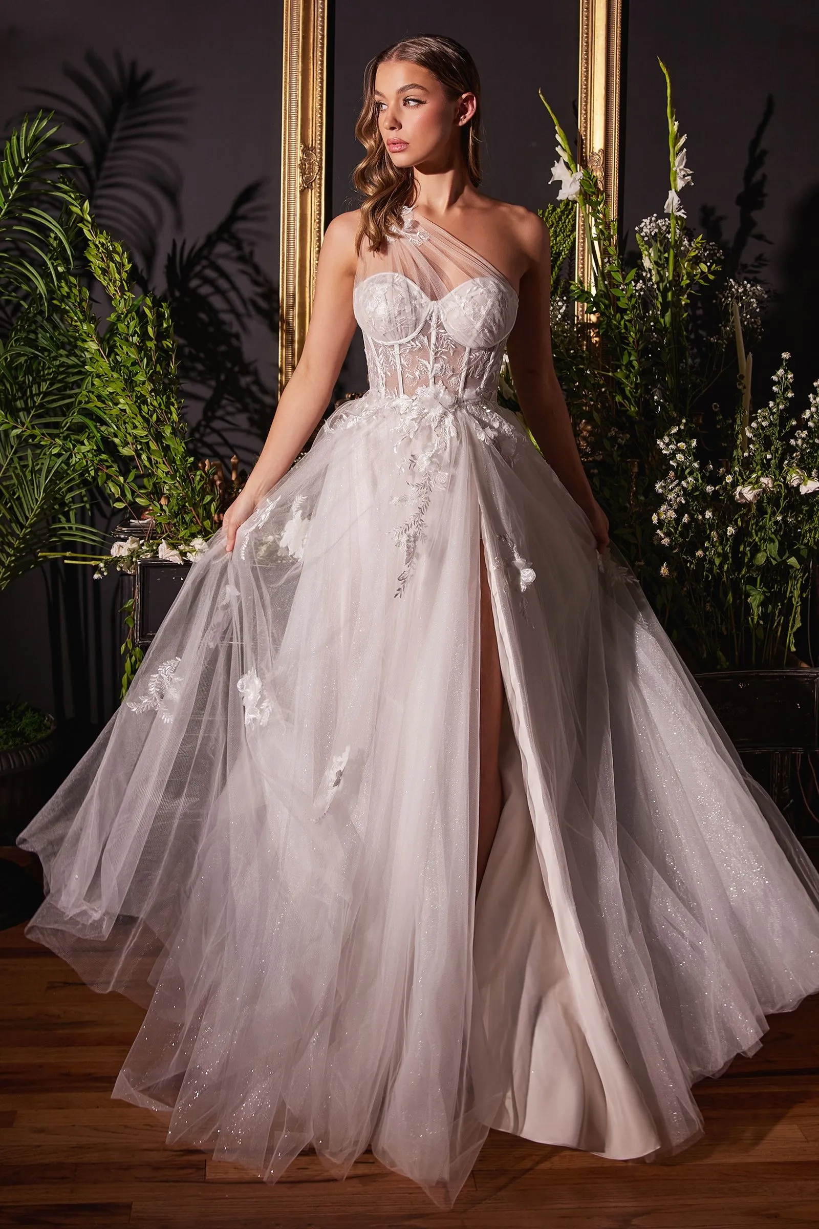 ONE SHOULDER A-LINE BRIDAL GOWN CDA1053W