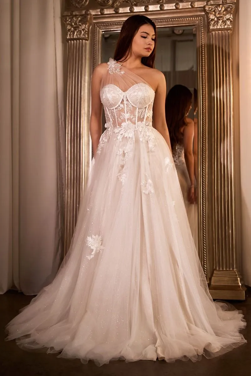 ONE SHOULDER A-LINE BRIDAL GOWN CDA1053W
